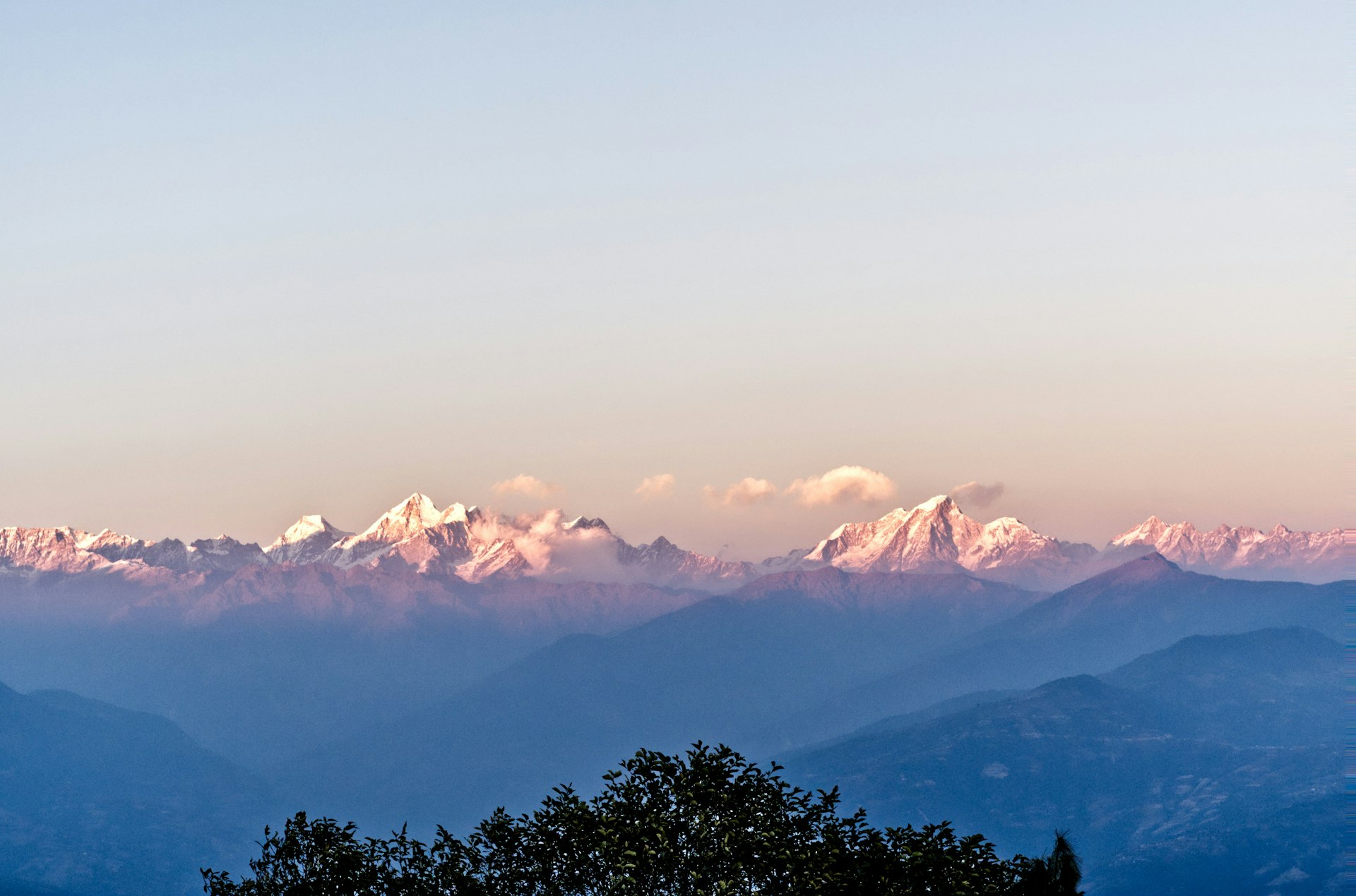 Sunrise over the Himalayas in Nepal